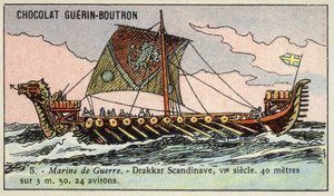 Wikingerschiff, 6. Jahrhundert (Chromolithografie)