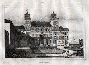 Villa Medici Rom - Villa Medicis - Gravur aus "Picturesque Italy" - Historische und beschreibende Malerei Italiens" von M. de Norvins, Ch. Nodier 1834-1836 von French School