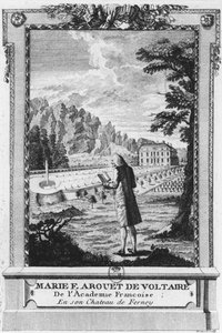 Voltaire in Ferney, graviert von Prevost (18. Jahrhundert)