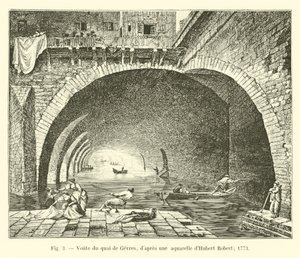 Gewölbe des Quai de Gesvres, nach einem Aquarell von Hubert Robert; 1773