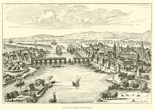 Alte Ansicht von Rouen (Gravur)