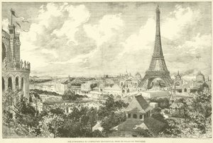 Gesamtansicht der Weltausstellung, aufgenommen vom Palais du Trocadéro (Gravur)
