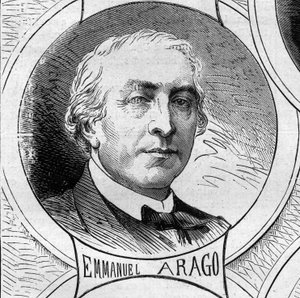Krieg von 1870 - Regierung der Nationalen Verteidigung: Porträt von Emmanuel Arago (1812-1896), Mitglied der provisorischen Regierung von 1870. Gravur in „Le Monde Illustré“ Nr. 706 vom 22. Oktober