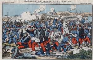 Krieg von 1870 zwischen Frankreich und Preußen. Schlacht von Gravelotte (oder Schlacht von Saint Privat oder Saint Privat), August 1870 von French School