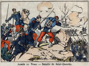 Krieg von 1870 zwischen Frankreich und Preußen: Die Schlacht von Saint Quentin im Januar 1871. Bild von Epinal. von French School