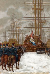 Kriege der Französischen Revolution: Eroberung der niederländischen Flotte bei Helder in Holland (Ende Dezember 1794 - Anfang Januar 1795): Die Flotte wurde von der Kavallerie von General Pichegru erobert, während das Eis jede Bewegung der Schiffe verhinde von French School