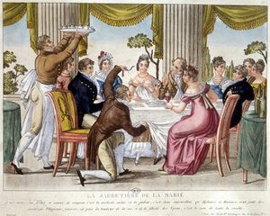 Hochzeitsmahl, Strumpfbandritual - ca. 1812 von French School