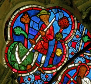 Fenster Ew mit den Monatsarbeiten: Juni von French School