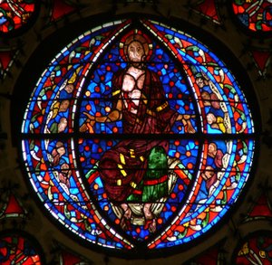 Fenster Ww mit Darstellung von Christus im Jüngsten Gericht von French School
