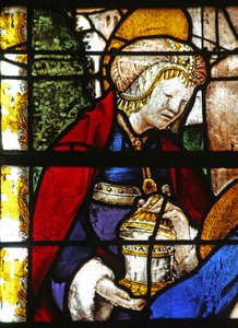 Fenster, das Maria Magdalena bei der Pieta darstellt von French School