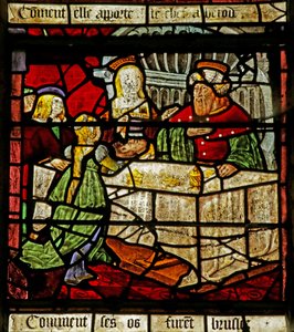 Fenster mit dem Heiligen Johannes dem Täufer und Herodes, der seinen Kopf erhält