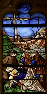 Fenster mit der Heiligen Maria Magdalena: Gräfin von Provence stirbt auf einer Pilgerreise ins Heilige Land von French School