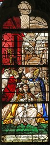 Fenster mit einer Szene aus dem Leben des Heiligen Vast von French School