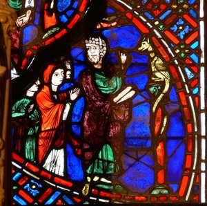 Fenster w0 zeigt Moses und die eherne Schlange