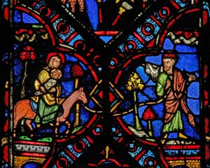 Fenster w0 mit der Flucht nach Ägypten von French School