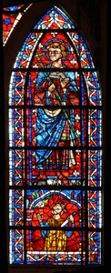 Fenster w100 zeigt St. Gervais - unten tötet sich ein König