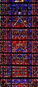 Fenster w105 mit Darstellung der Kathedrale von Amiens von French School