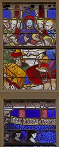 Fenster w107, Darstellung von Stiftern mit Johannes dem Täufer