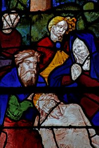 Fenster w10, das Joseph von Arimathäa bei der Kreuzabnahme darstellt