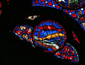 Fenster w115, die Erschaffung der Fische darstellend