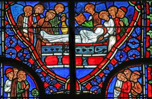 Fenster w11, St. Andreas wird beerdigt
