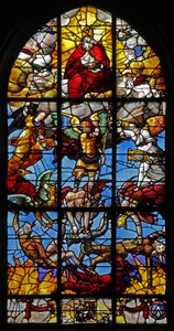 Fenster w12 mit dem Heiligen Michael und den rebellischen Engeln