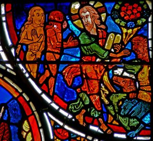 Fenster w13 Darstellung von Adam und Eva, die die Herrschaft über die Erde erhalten