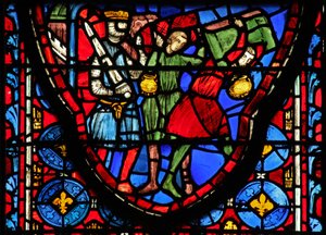 Fenster w15 Heilige Reliquien: Krösus bringt Reliquien aus Jerusalem von French School