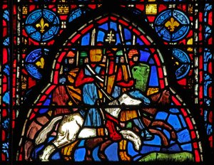Fenster w15 Heilige Reliquien: Heraklius kehrt mit dem Kreuz nach Jerusalem zurück von French School