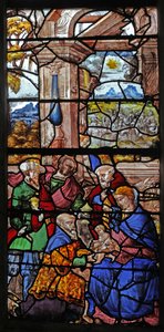 Fenster w16, das die Anbetung der Heiligen Drei Könige darstellt von French School