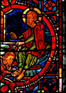 Fenster w17 Darstellung einer Szene aus dem Leben der Heiligen Maria Magdalena - die Heilige wäscht die Füße Christi von French School