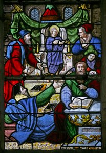 Fenster w1, Christus mit den Ärzten im Tempel