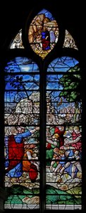 Fenster w1, das Manna vom Himmel darstellt von French School