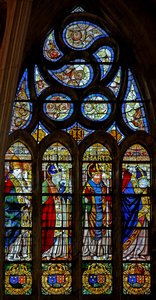 Fenster w201, St. Marceau(?), St. Remi, St. Martin und St. Denis darstellend von French School