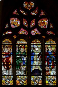 Fenster w203, St. Hilarire, einen unbekannten Heiligen, St. Exupery, St. Sernin darstellend von French School
