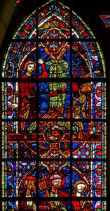 Fenster w204, die Kreuzigung des heiligen Petrus darstellend