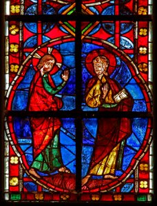 Fenster w210 zeigt St. Jakobus mit Christus