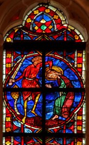 Fenster w210 zeigt das Martyrium des St. Jakobus
