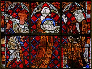Fenster w225 mit einer Szene aus dem Leben des Heiligen Johannes des Täufers: Salome erhält seinen Kopf von French School