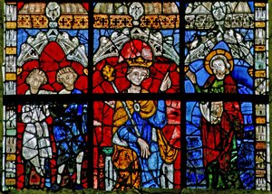 Fenster w226 mit der Heiligen Katharina debattiert mit dem Kaiser von French School