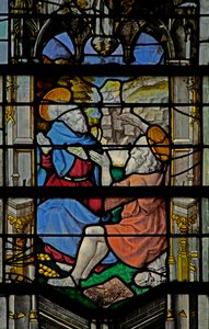 Fenster w23 mit Darstellung des Heiligen Antonius: mit dem Heiligen Paulus