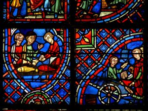 Fenster w23, Darstellung von Stiftern - die Fischhändler von French School