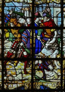 Fenster w37 mit Szenen aus dem Leben der St. Barbara