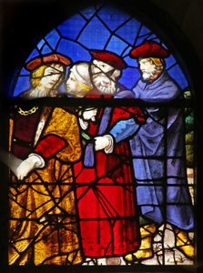 Fenster w38, das Zuschauer bei der Auferweckung des Lazarus darstellt