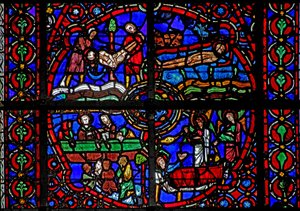 Fenster w39, Darstellung von Szenen aus dem Leben des St. Laurentius von French School
