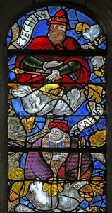 Fenster w3 mit Darstellung des Jessebaums: Hiskia und Josaphat von French School