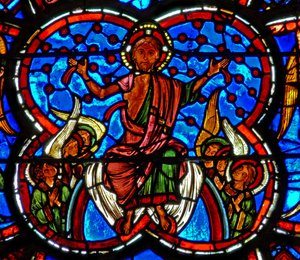Fenster w4 mit Christus beim Jüngsten Gericht von French School