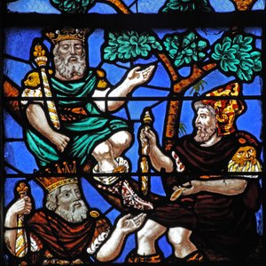 Fenster w4 zeigt Könige und einen Propheten am Baum Jesse von French School