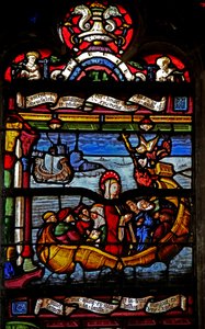 Fenster w5, Maria Magdalena segelt von Jerusalem ab darstellend von French School