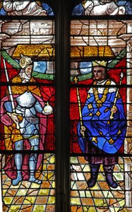Fenster w6 zeigt Karl den Großen und St. Ludwig